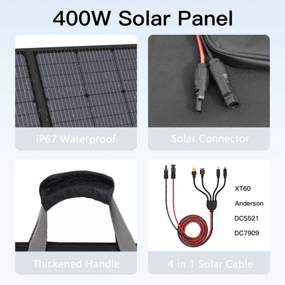 MHPOWOS 110W Foldable Solar Panel, IP67, Power Station