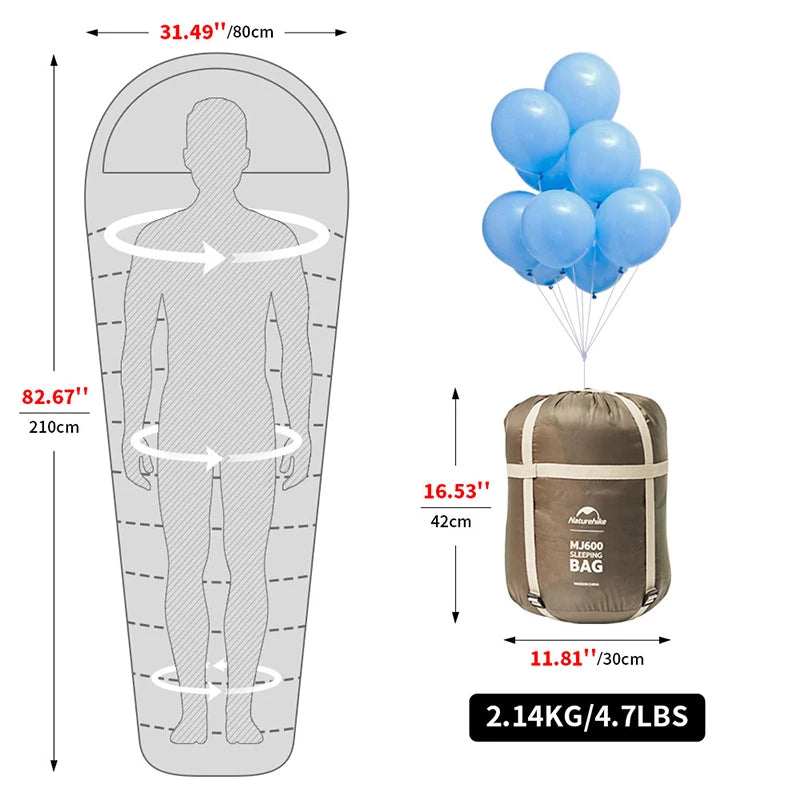 Naturehike Mummy Sleeping Bag MJ300 MJ600, Winter Camping
