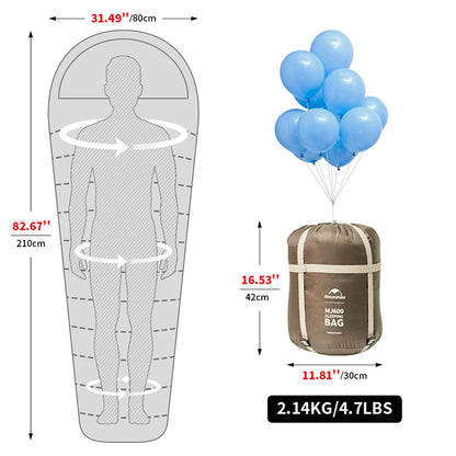 Naturehike Mummy Sleeping Bag MJ300 MJ600, Winter Camping