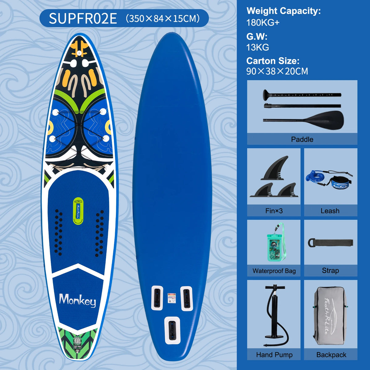 Inflatable Stand Up Paddle Board SUP 335cm, 165kg Load