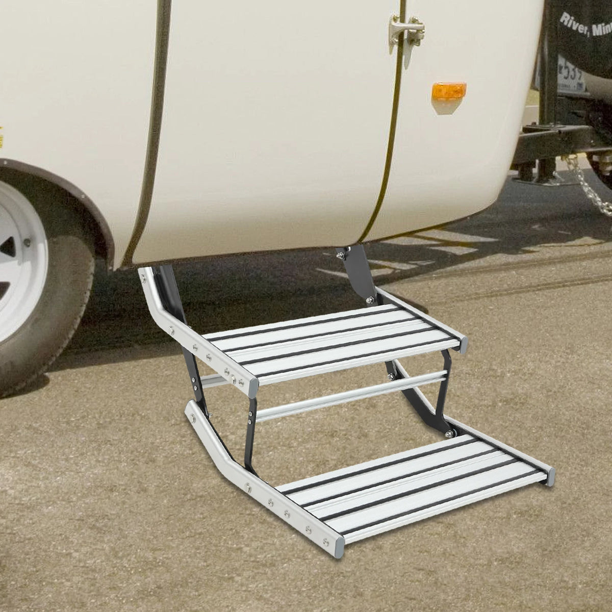 Foldable Aluminium RV Step, 2 Treads, 200kg, Caravan Camper
