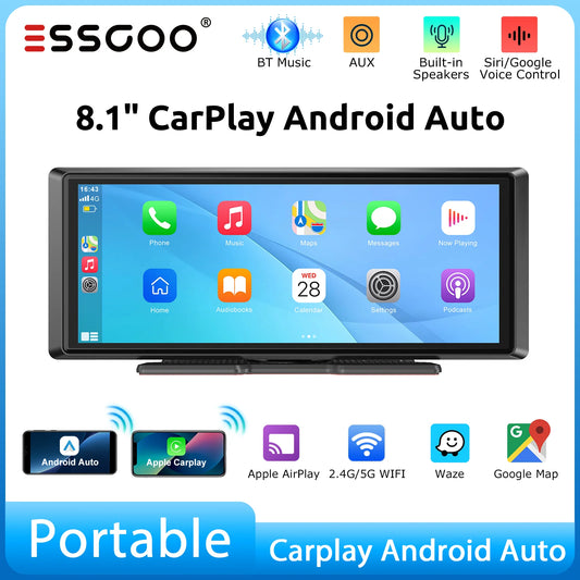 8.1 Inch Portable CarPlay Screen, Android Auto GPS, Camper