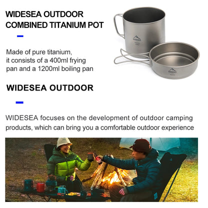 WIDESEA Titanium Camping Pot 1100ml, Ultralight 182g, Lid
