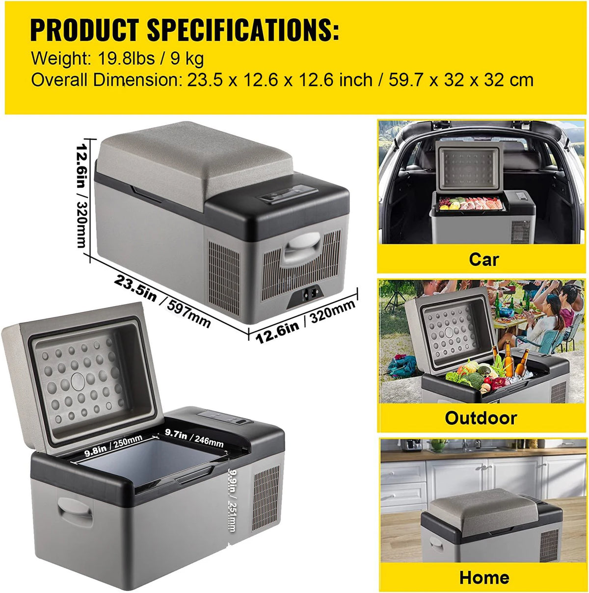 SIHAO 15L Compressor Fridge Freezer 12V, App, Campervan