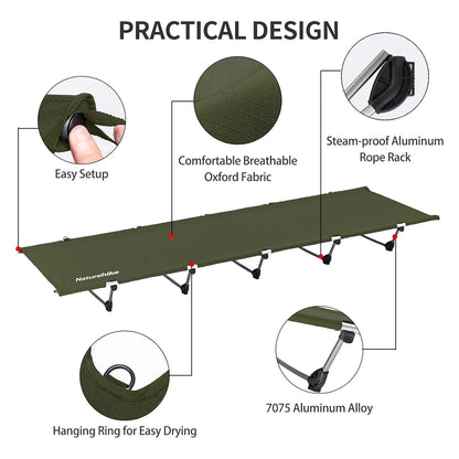 Naturehike Folding Camping Cot 190x65cm, Oxford Camp Bed