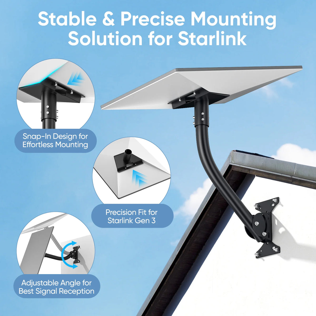 Starlink Gen 3 Mounting Kit, Stainless Steel Pole, RV Mount