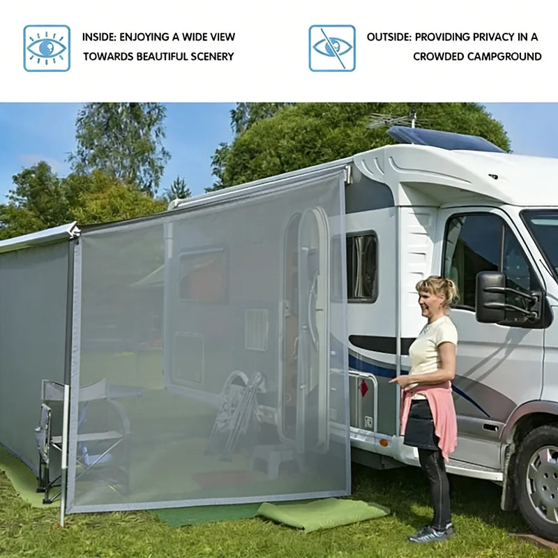 Awning Side Screen 9x7ft, Mesh Privacy Sunshade, Caravan RV