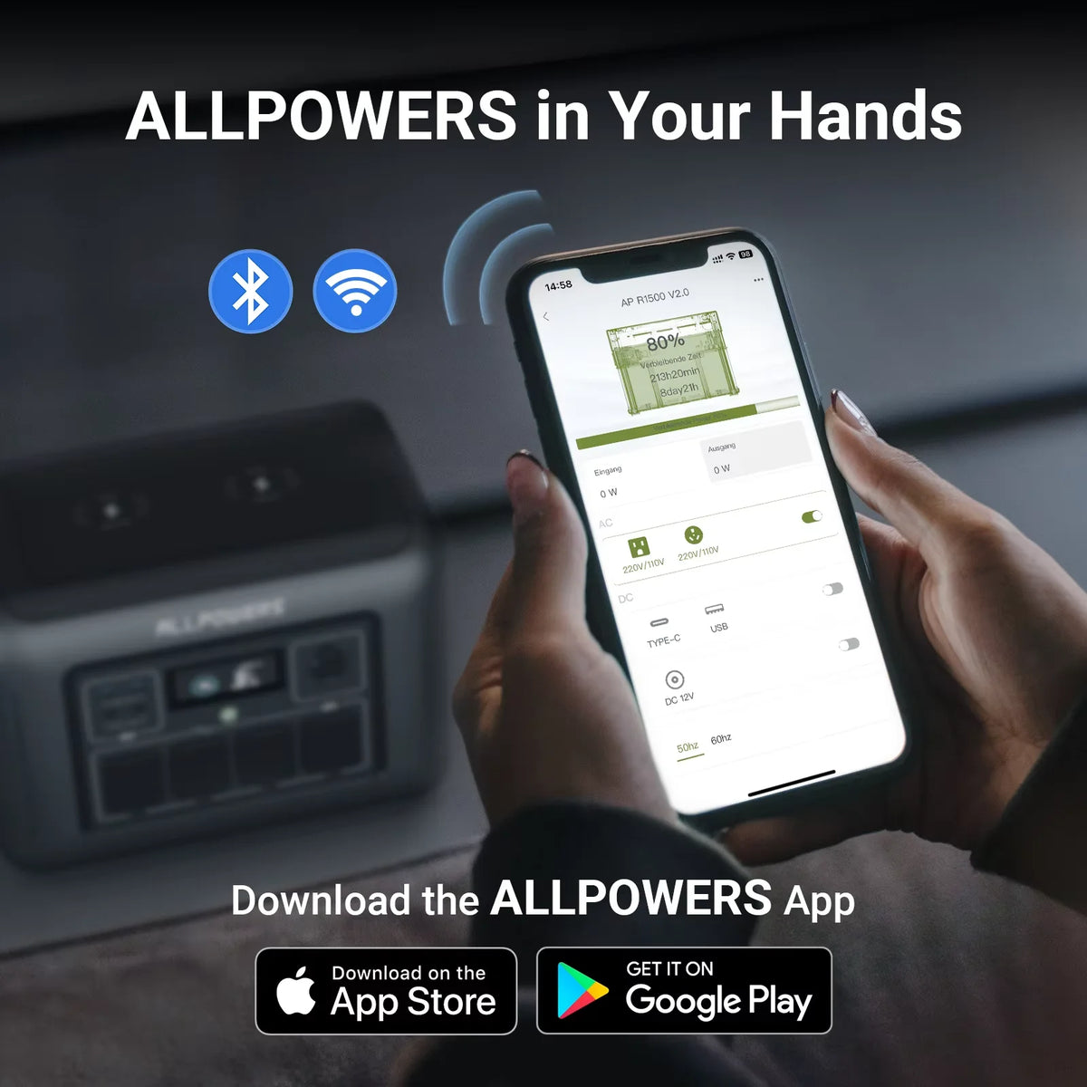 ALLPOWERS R1500 Power Station 1152Wh LiFePO4, 1800W Solar