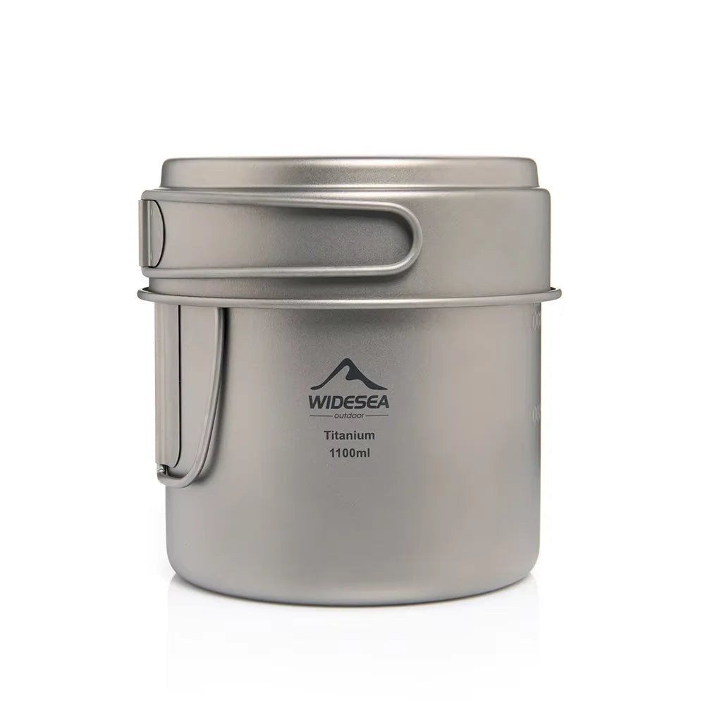 WIDESEA Titanium Camping Pot 1100ml, Ultralight 182g, Lid