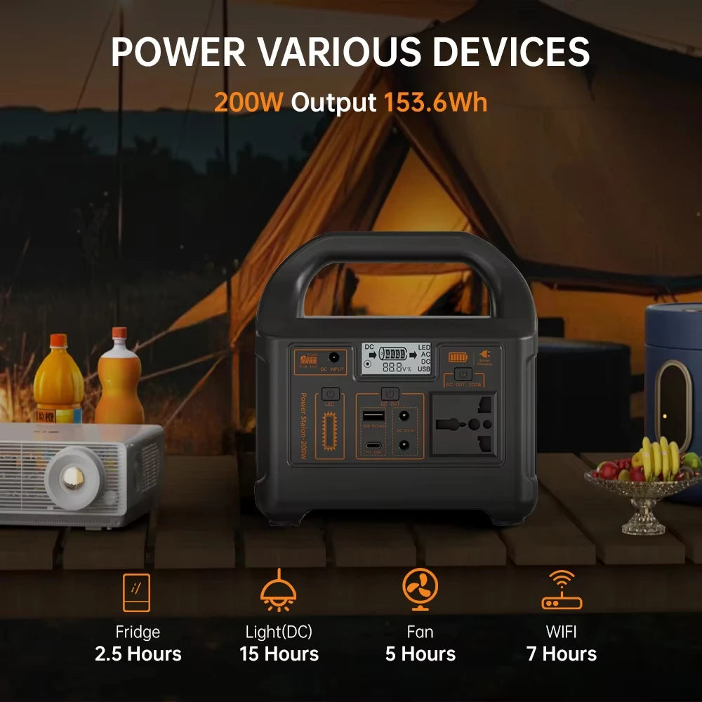 Gaiaray 200W Power Station 153.6Wh LiFePO4, Camping