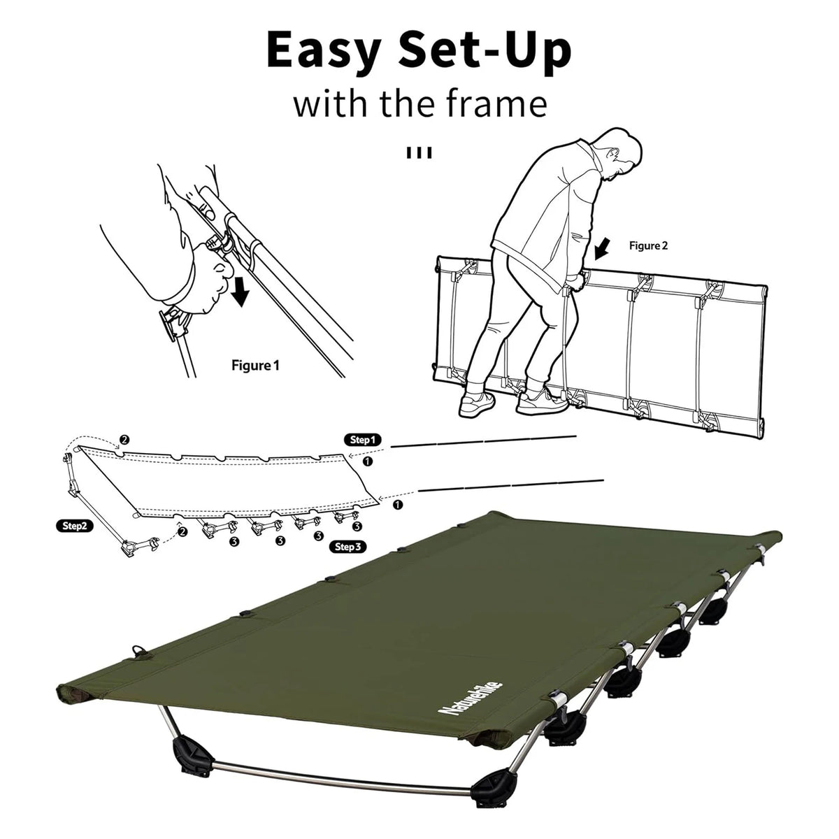 Naturehike Folding Camping Cot 190x65cm, Oxford Camp Bed