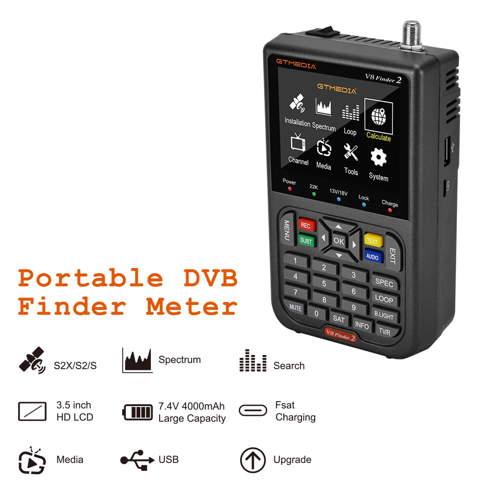 GTMEDIA V8 Finder2 Satellite Signal Meter, DVB-S2X