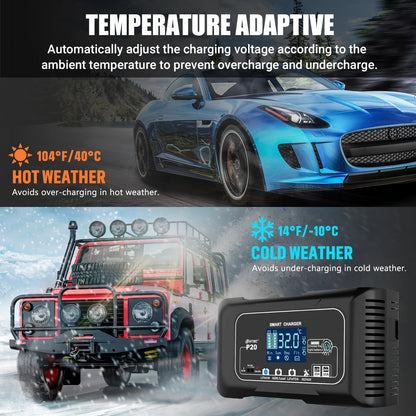HTRC 20A Smart Battery Charger 12V 24V, LiFePO4 AGM