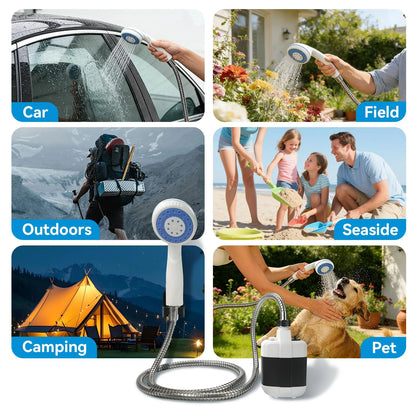 Rechargeable Outdoor Shower 2200mAh USB, Camping Pump