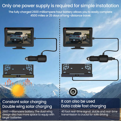Solar Wireless Reversing Camera 4.3in Monitor, Motorhome RV