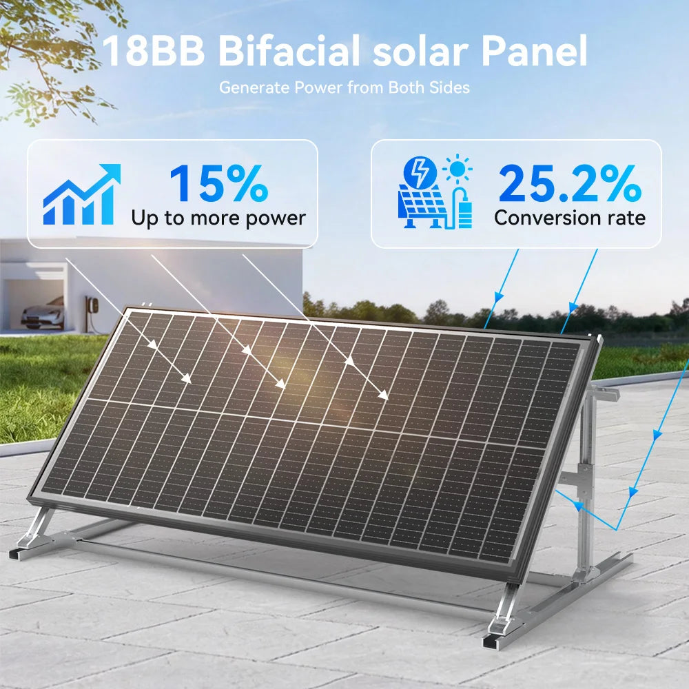 RVPOZWER 100W 12V Bifacial Solar Panel, Monocrystalline