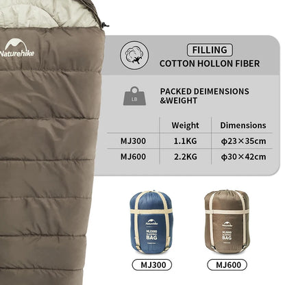 Naturehike Mummy Sleeping Bag MJ300 MJ600, Winter Camping