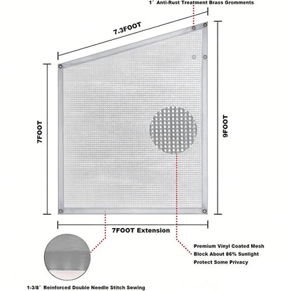 Awning Side Screen 9x7ft, Mesh Privacy Sunshade, Caravan RV