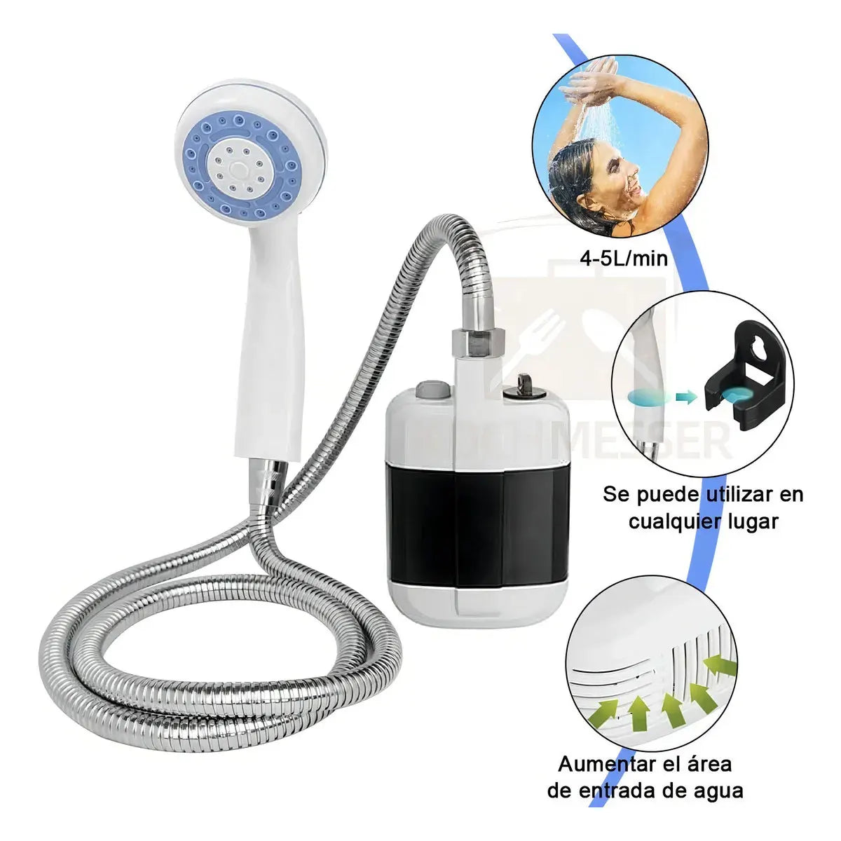 Rechargeable Outdoor Shower 2200mAh USB, Camping Pump