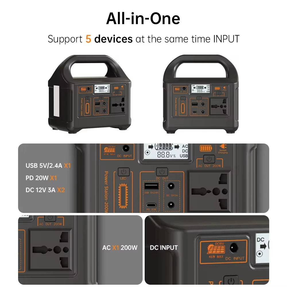 Gaiaray 200W Power Station 153.6Wh LiFePO4, Camping