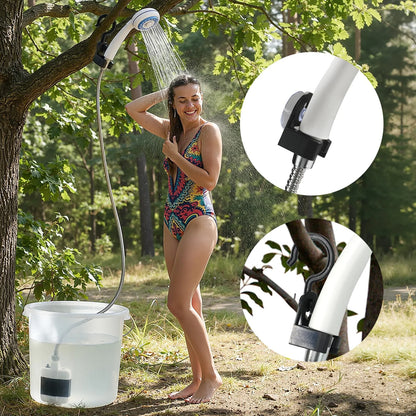 Rechargeable Outdoor Shower 2200mAh USB, Camping Pump
