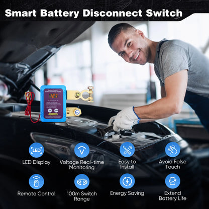 Remote Battery Disconnect Switch 12V 240A, LED Voltmeter