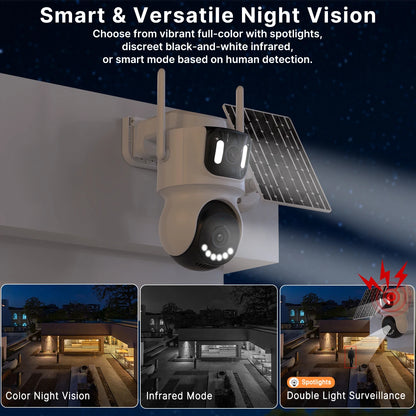 4G Solar Security Camera, SIM Card, 355° Pan, Night Vision