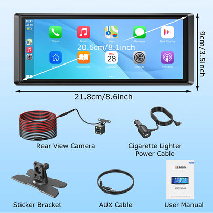 8.1 Inch Portable CarPlay Screen, Android Auto GPS, Camper