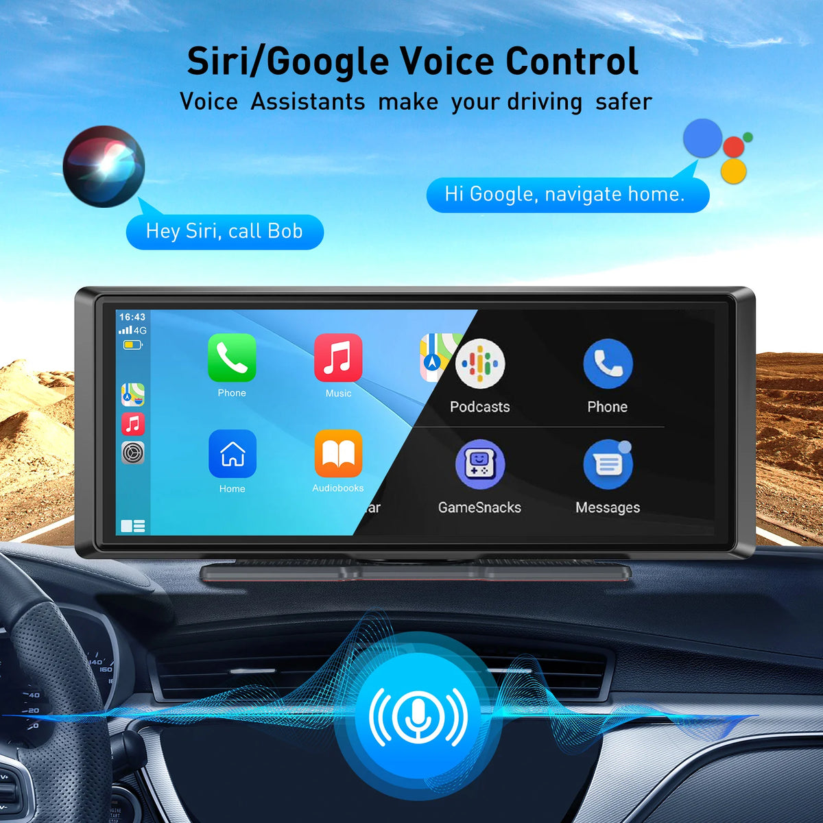 8.1 Inch Portable CarPlay Screen, Android Auto GPS, Camper