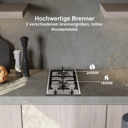 TopStrong 2-Burner Gas Hob 4200W Stainless Steel, LPG or NG