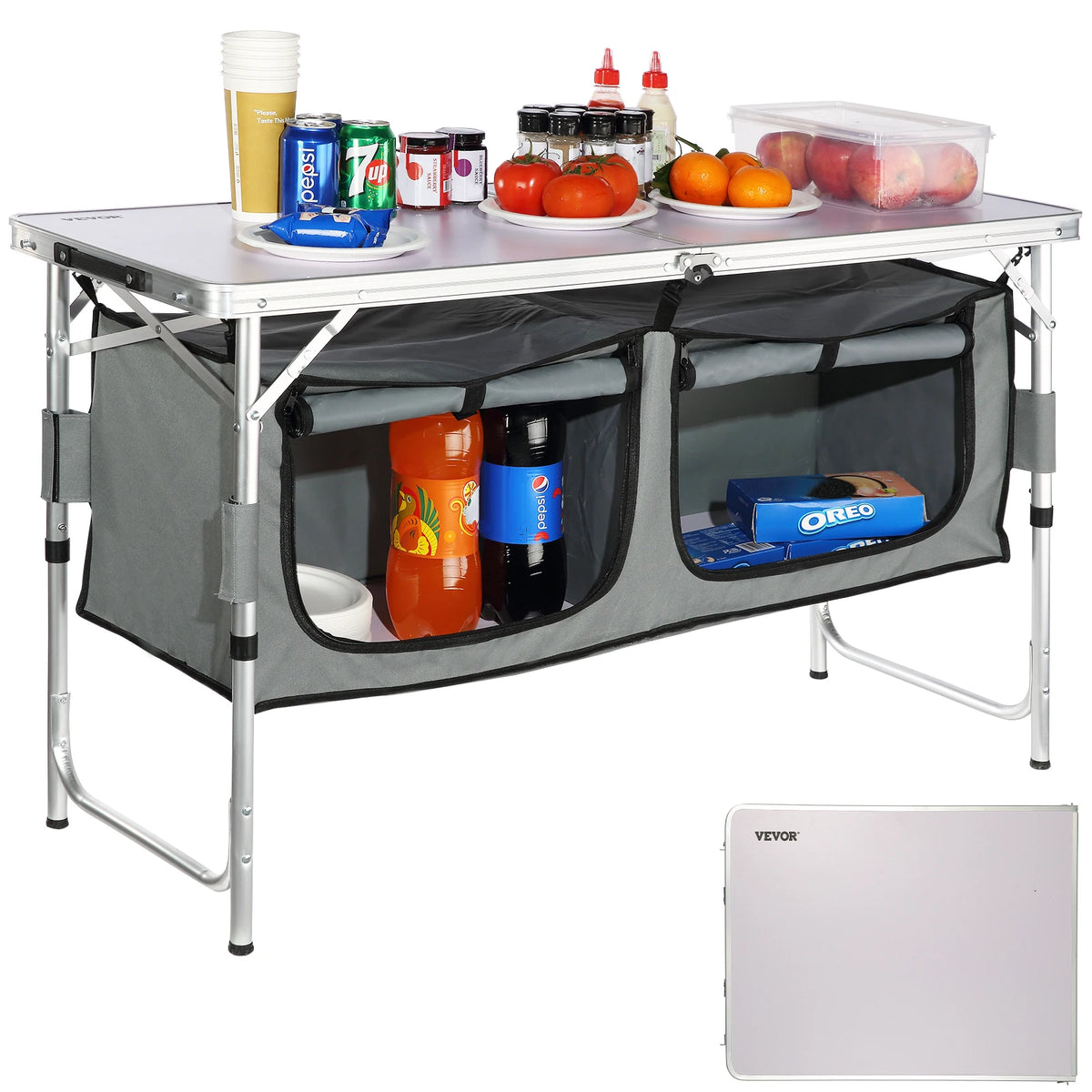 Folding Camping Kitchen Table 3 Height, Aluminium Cooker