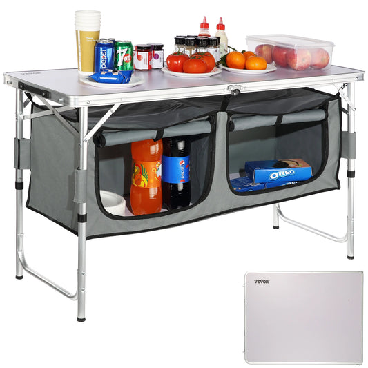 Folding Camping Kitchen Table 3 Height, Aluminium Cooker