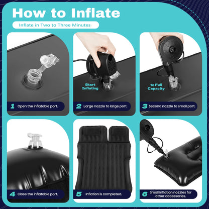 Inflatable Car Bed with Pump, 6 Chamber Air Mattress, SUV