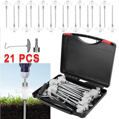 Screw In Tent Pegs 20pcs, Glow in the Dark, Awning Stakes