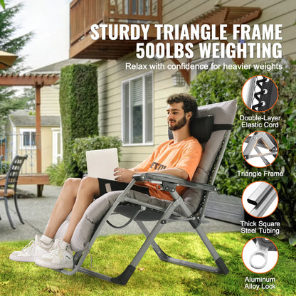 Zero Gravity Lounge Chair, Folding Recliner with Cushion
