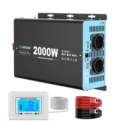 2000W Pure Sine Wave Inverter 12V 230V EU Socket, Van