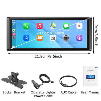 8.1 Inch Portable CarPlay Screen, Android Auto GPS, Camper