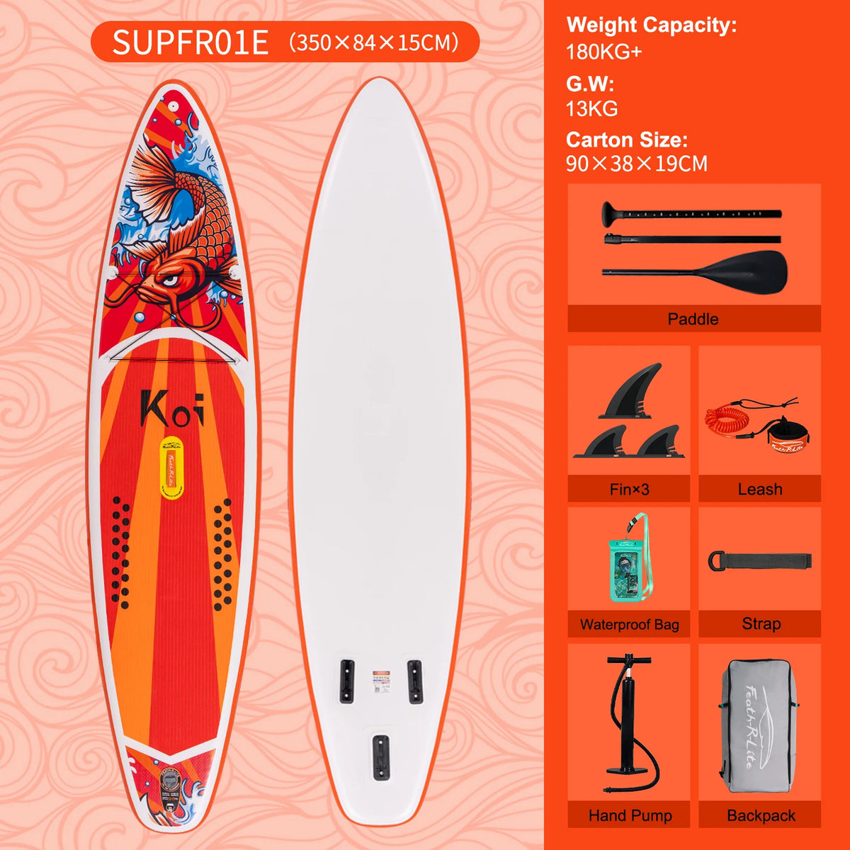 Inflatable Stand Up Paddle Board SUP 335cm, 165kg Load