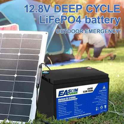EASUN 12V 100Ah LiFePO4 Battery, 100A BMS, RV Solar