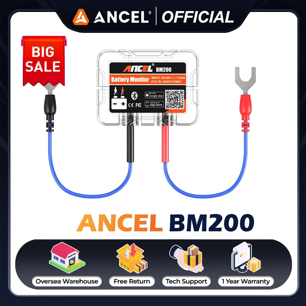 ANCEL BM200 Bluetooth 12V Battery Monitor, App, Campervan