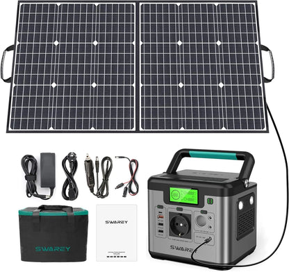 SWAREY S500 Pro 518Wh Power Station, 100W Solar Panel