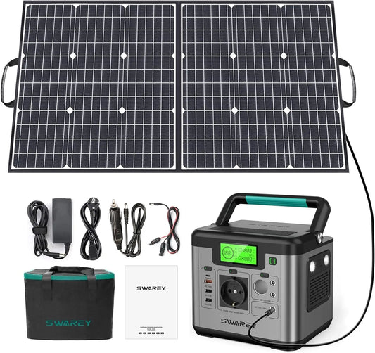 SWAREY S500 Pro 518Wh Power Station, 100W Solar Panel