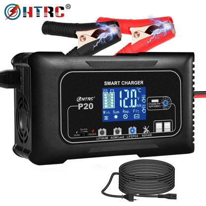 HTRC 20A Smart Battery Charger 12V 24V, LiFePO4 AGM