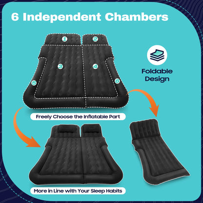 Inflatable Car Bed with Pump, 6 Chamber Air Mattress, SUV