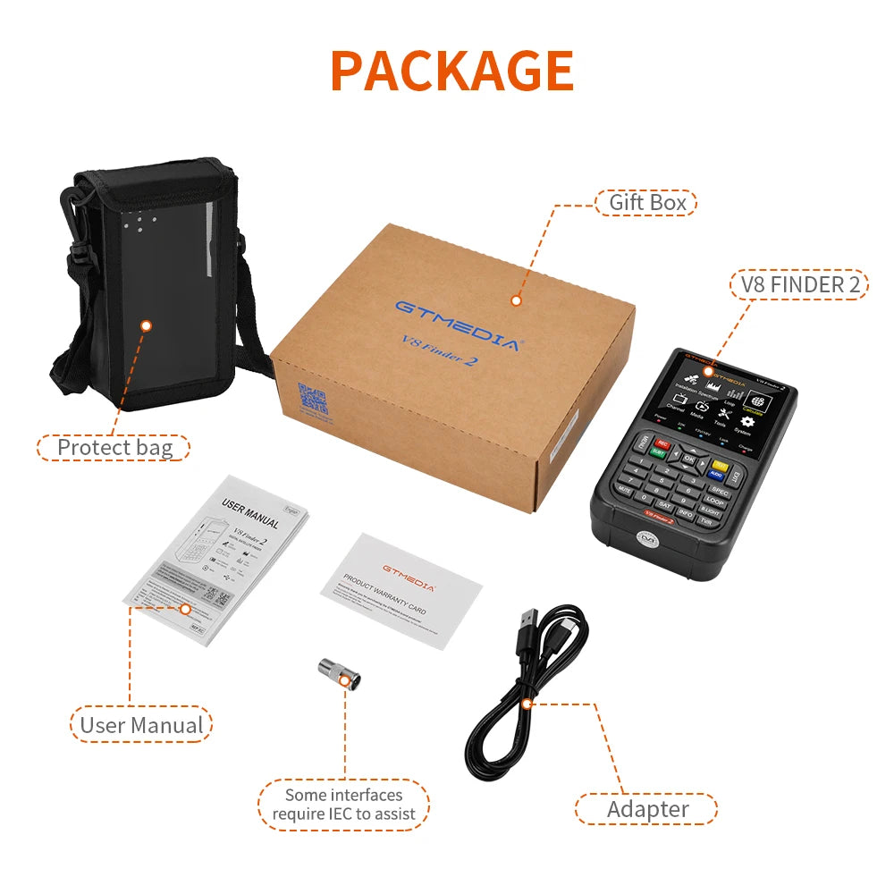 GTMEDIA V8 Finder2 Satellite Signal Meter, DVB-S2X
