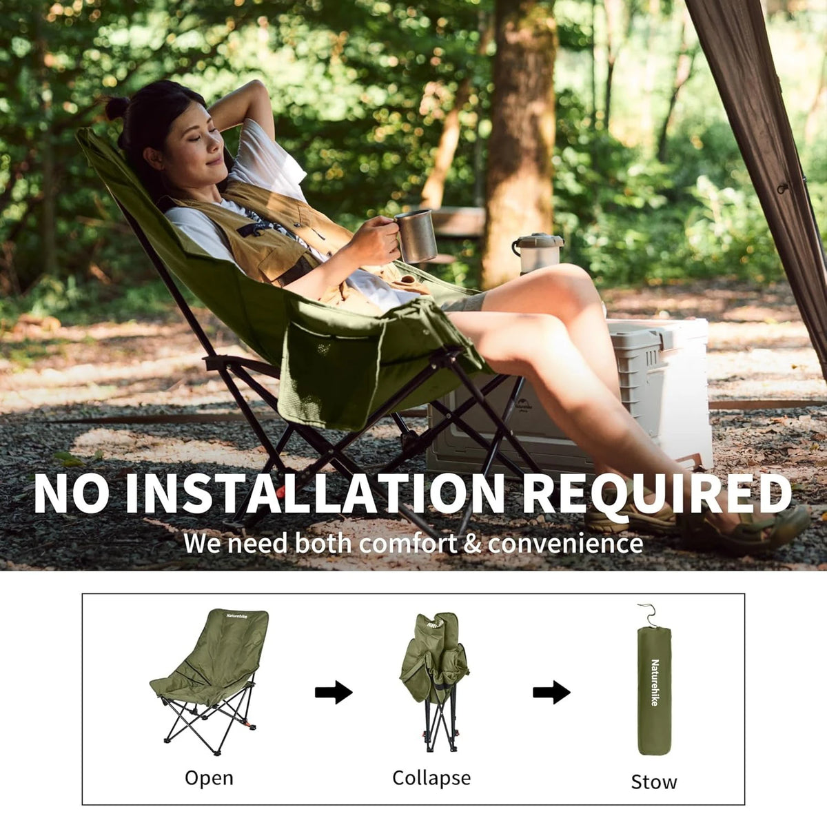 Naturehike High Back Moon Chair, Adjustable Folding Camping