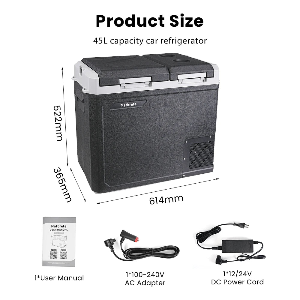 Patbrela 20L Compressor Fridge Freezer 12V 24V, Campervan