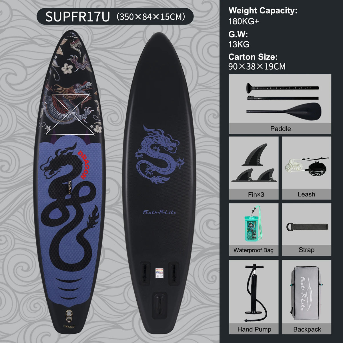 Inflatable Stand Up Paddle Board SUP 335cm, 165kg Load