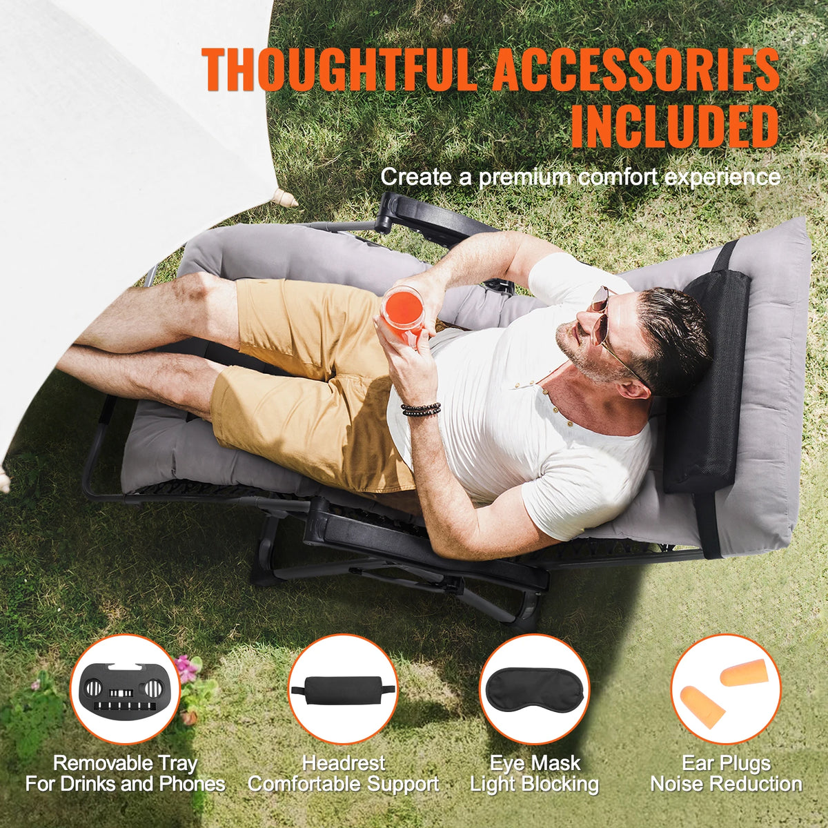 Zero Gravity Lounge Chair, Folding Recliner with Cushion