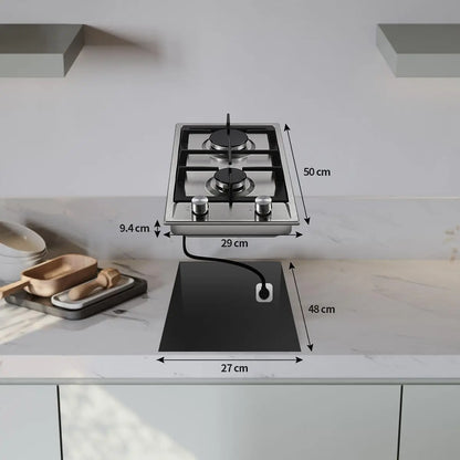 TopStrong 2-Burner Gas Hob 4200W Stainless Steel, LPG or NG